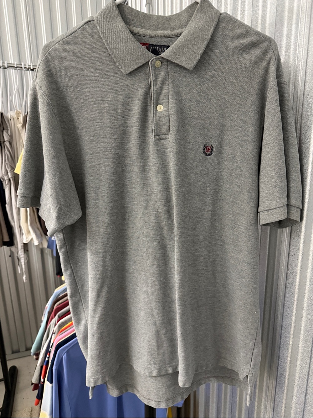 Chaps Heather Gray Polo Shirt with Chest Crest